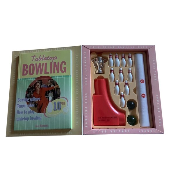 Tabletop Bowling Set Jon Richards Full-Color Book & Accessories NEW - Picture 4 of 7